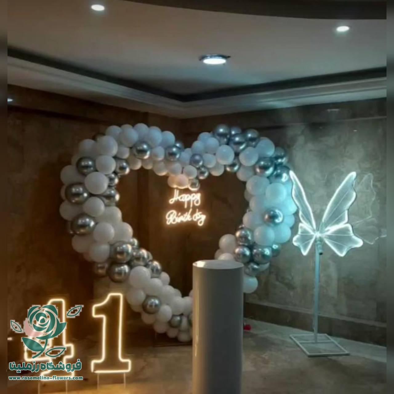 photo_2025-03-15_10-34-49 بادکنک آرایی تولد آیتم قلب سفید نقره ای